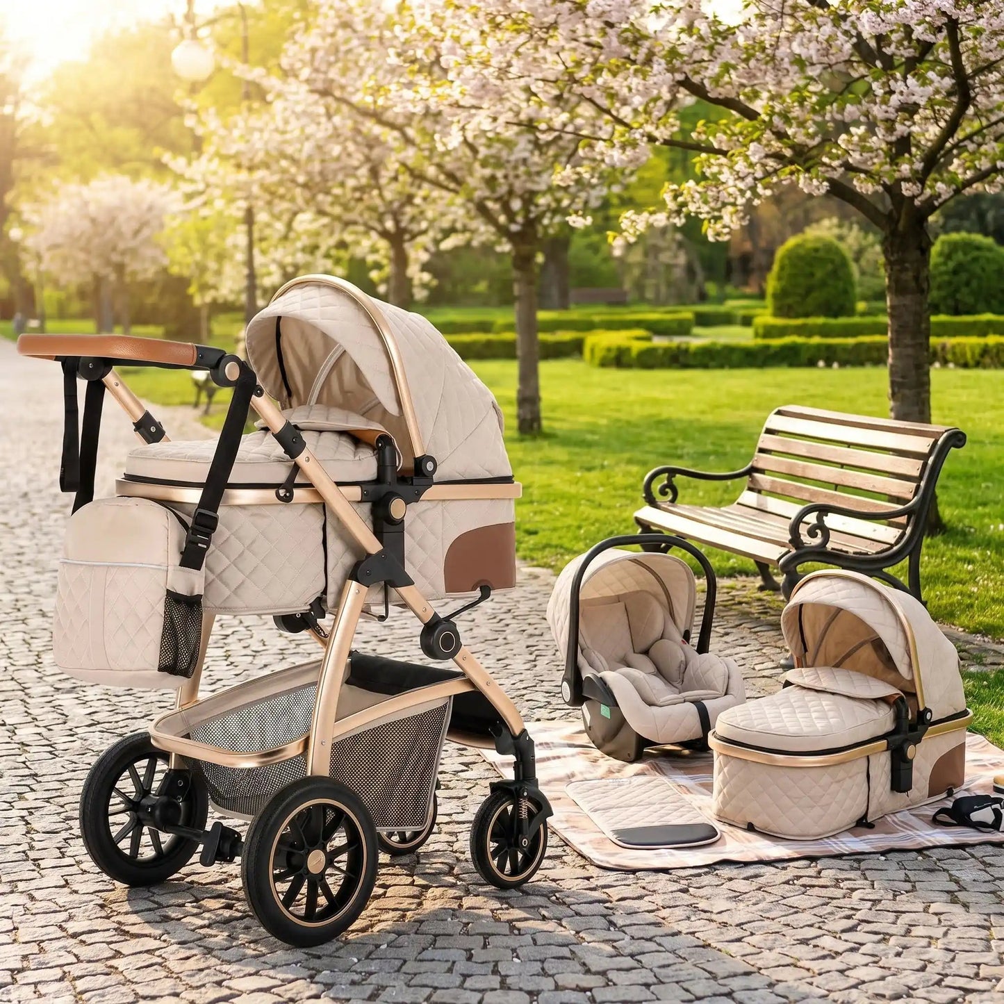 bébé poussette 3 en 1  evolutive couleur blanc